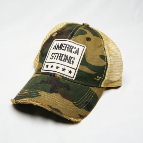 America Strong Trucker Hat - Green Camouflage